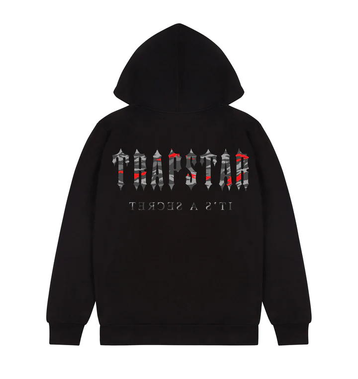TRAPSTAR DECODED ALL TERRAIN HOODIE - BLACK-RED CAMO1